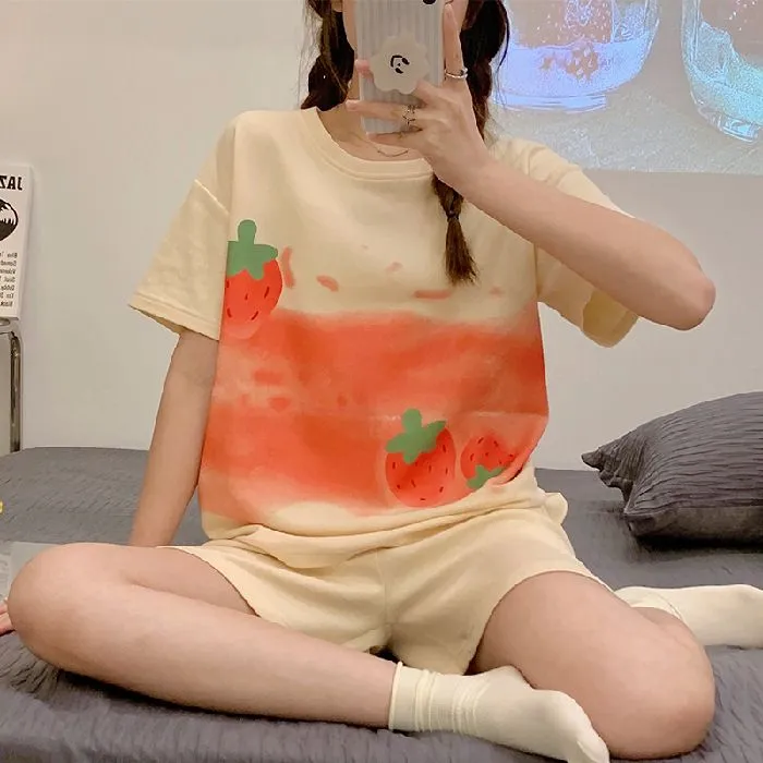 卡通动漫可外穿女生ins风学生居家甜美可爱休闲套头爆款夏季时尚