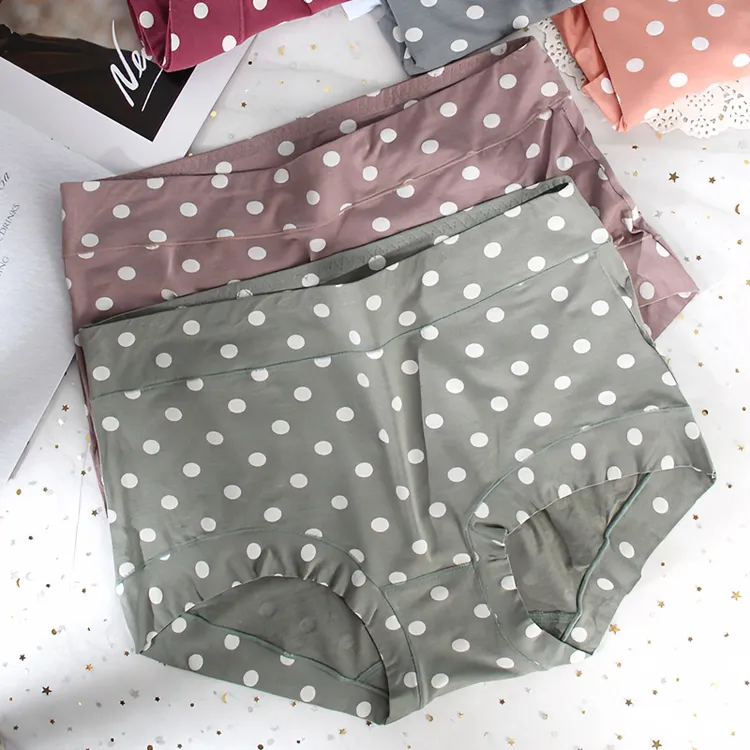 3条女士内裤莫代尔高腰大码圆点显瘦胖mm200斤三角裤包臀透气妈妈
