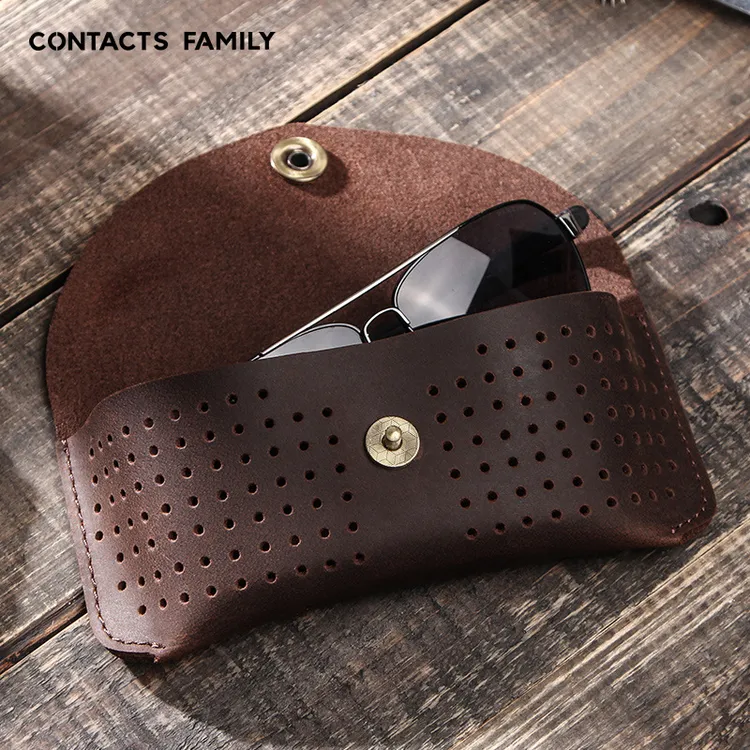 复古真皮眼镜盒高档眼镜盒高档墨镜盒翻盖式创意收纳皮套送礼佳品