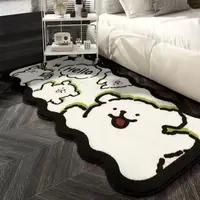 线条小狗卧室床边毯沙发茶几毯舒适柔软书房仿羊绒地垫ay3
