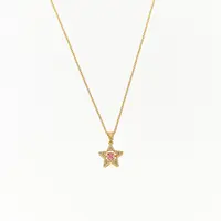 铜合金合成锆石吊坠 TheGreenParty 镀真金轻奢星星拼色项链