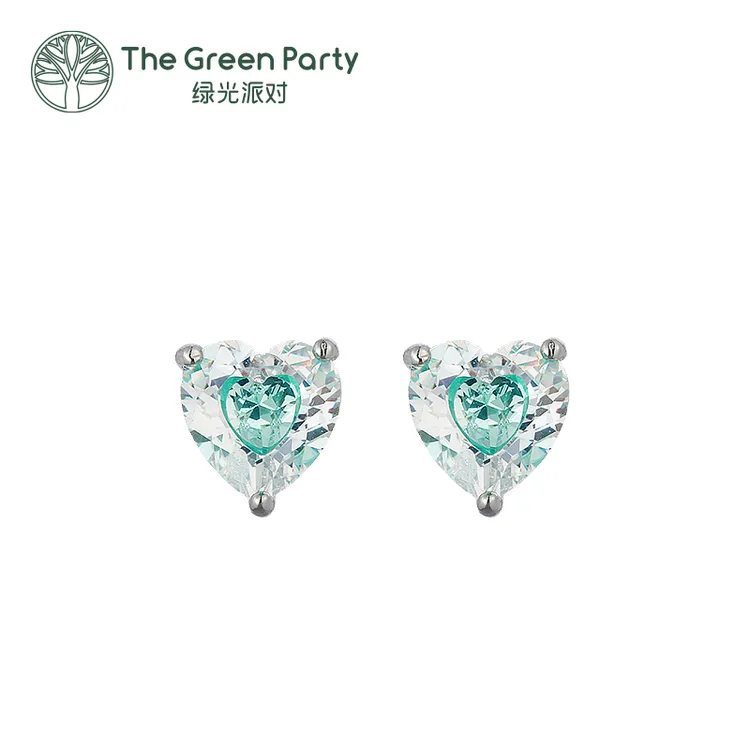 TheGreenParty925银针爱心耳钉气质时尚女士