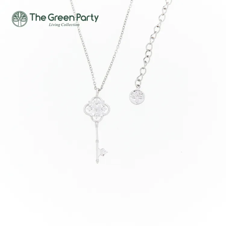 吊坠925银 TheGreenParty带证书绿光派对花朵钥匙扣项链