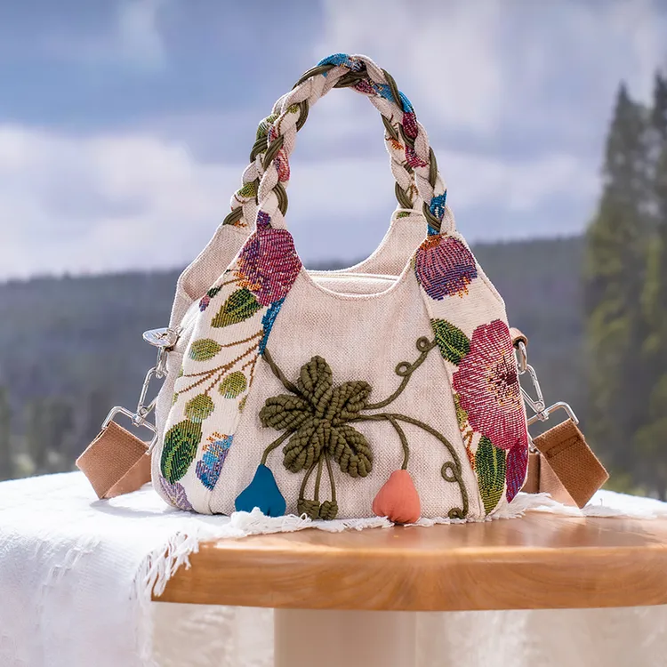 民族风手提包斜挎包女手拎外出高颜值大容量旅行包妈妈款外出旅游