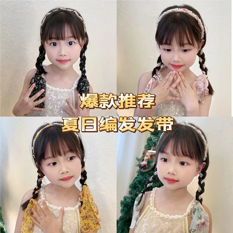 非金属布艺发饰 网红编发飘带发箍甜美法式气质少女头箍扎发丝巾