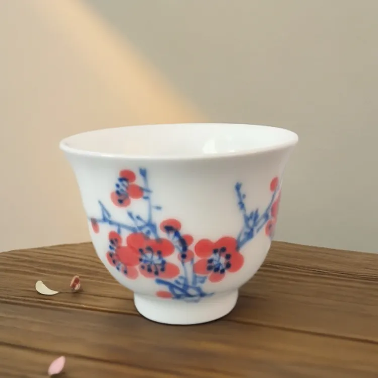 景德镇手绘梅花铃铛杯60CC