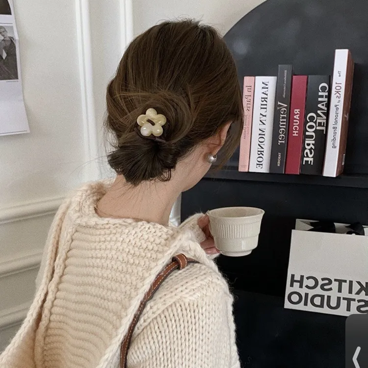 非金属布艺发饰 E0664  浪漫少女醋酸彩色花花发绳  发圈头饰森系