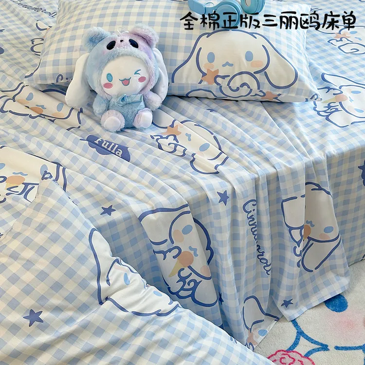 玉桂狗纯棉床单单件全棉三丽鸥被单人儿童卡通炕单宿舍床笠三件套