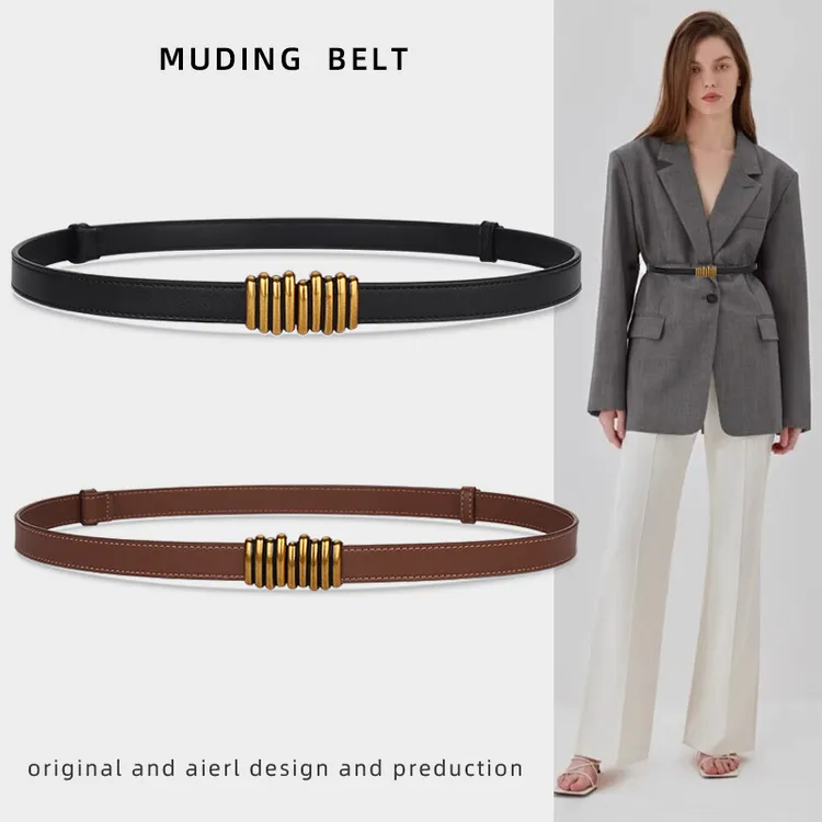 新款2023牛皮腰带时尚百搭连衣裙简约装饰女士皮带配西装大衣女款