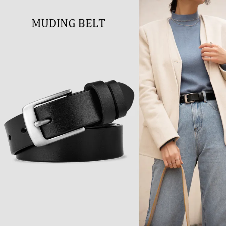 真皮腰带女2023新款黑色真皮牛皮时尚百搭皮带女款配牛仔裤裤带