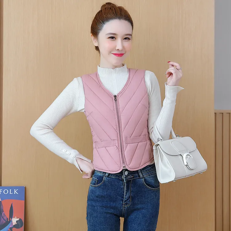 新款轻薄棉马甲短款女内穿加厚贴身马夹坎肩秋冬保暖修身内胆背心