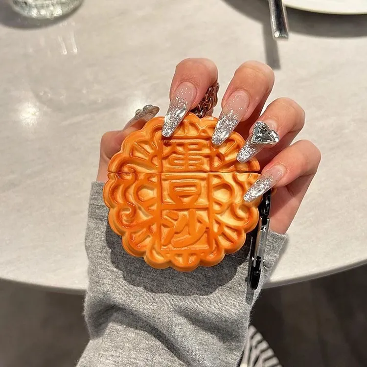 搞怪月饼耳机保护套适用Airpods3苹果1/2/3代pro2硅胶软华强北5/6