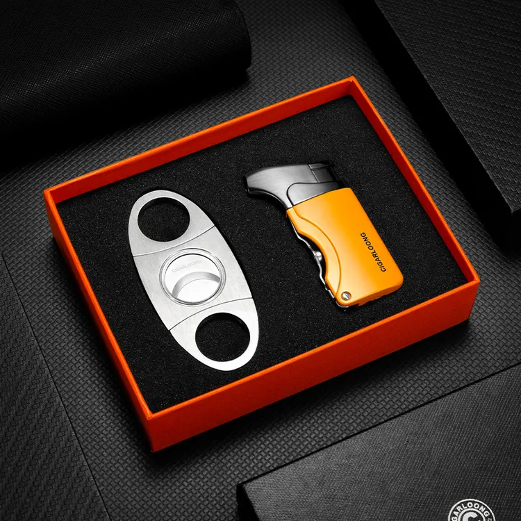 CIGARLOONG茄龙雪茄剪打火机套装锋利剪刀直冲大火力点烟器两件套