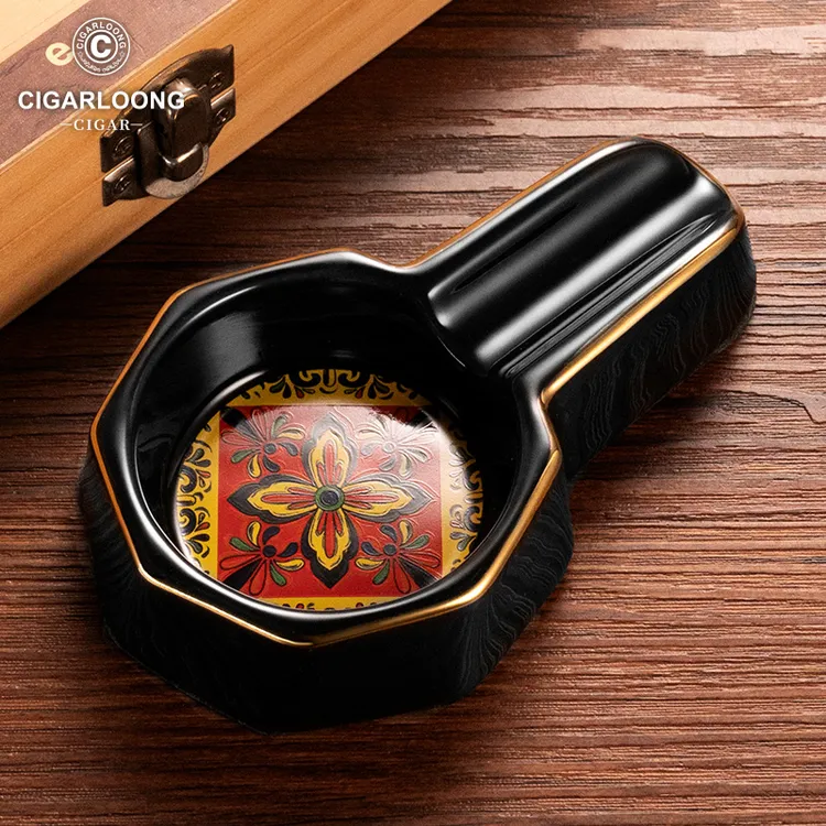 CIGARLOONG茄龙雪茄烟灰缸陶瓷大口径单槽雪茄专用烟槽CLG-24B1