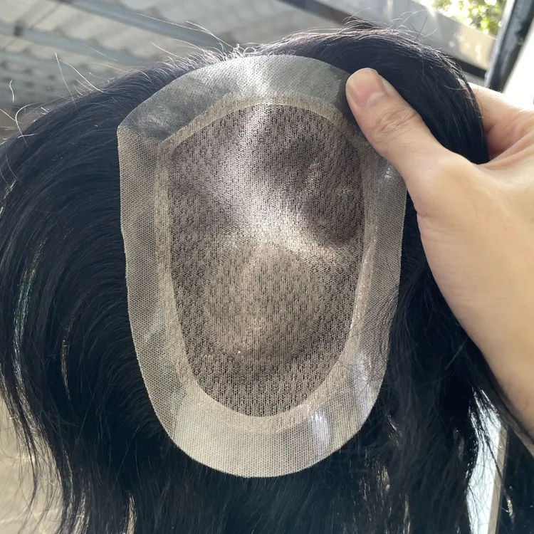 （递针头旋）男士帅气真发假发片隐形无痕秃头生物头皮全手织补发片