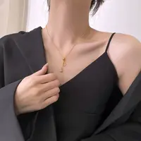 钛钢项链 时尚流苏葫芦项链高级感轻奢满钻小众锁骨链项链X-306