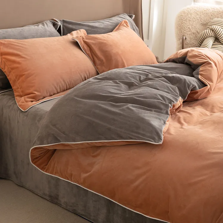 水星高端系列家纺婴儿绒短绒加厚牛奶法兰绒四件套冬季珊瑚绒加绒