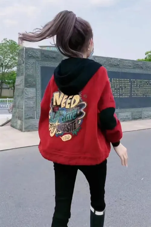 高级感炸街加绒连帽短款外套女春秋冬季新款韩版休闲棉服牛仔上衣