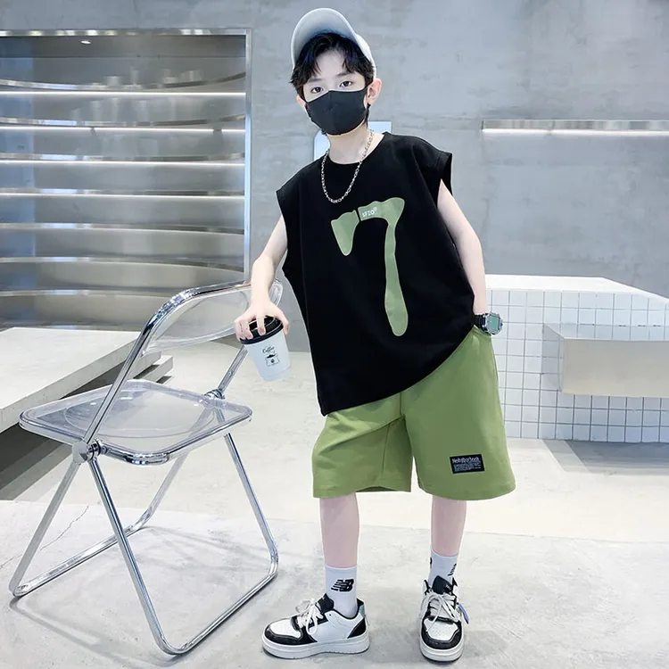 儿童装男童夏装无袖套装2025新款中大童夏季背心运动夏款男孩帅气