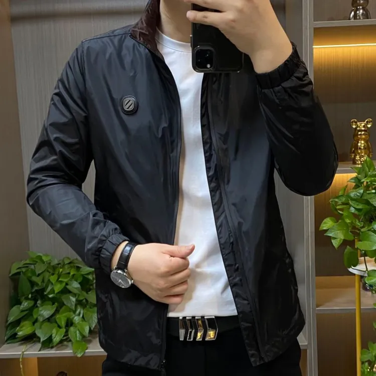 2023秋冬季立领棉衣夹克男士潮流百搭简约上衣时尚休闲薄棉外套男