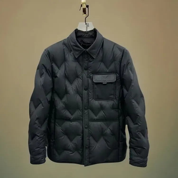 男士秋冬季翻领商务休闲棉服简约保暖百搭时尚棉衣外套轻薄外衣男