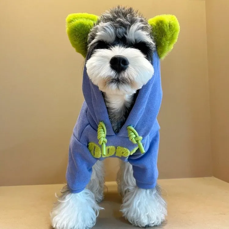 宠物猫猫狗狗衣服秋冬款雪纳瑞比熊泰迪中小型犬加绒保暖连帽卫衣