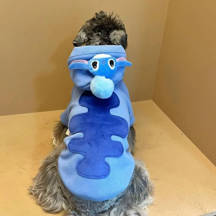 可爱史迪仔狗狗冬天衣服秋冬保暖法斗雪纳瑞比熊泰迪猫咪加绒卫衣