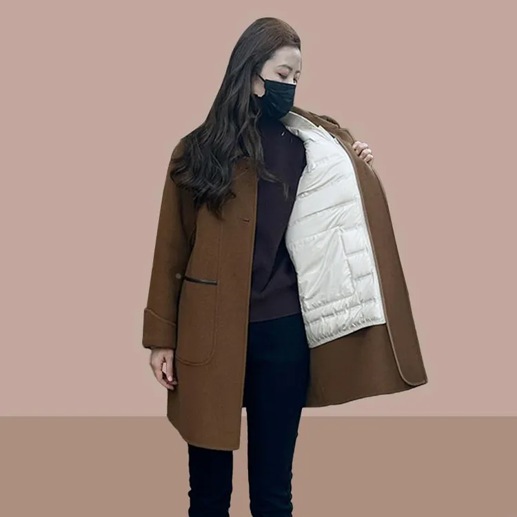 冬季内胆可拆夹棉外套女秋冬款2024新款爆款加绒加厚中长款大衣女