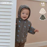 papa爬爬冬季宝宝双面布北欧风连帽厚保暖棉服