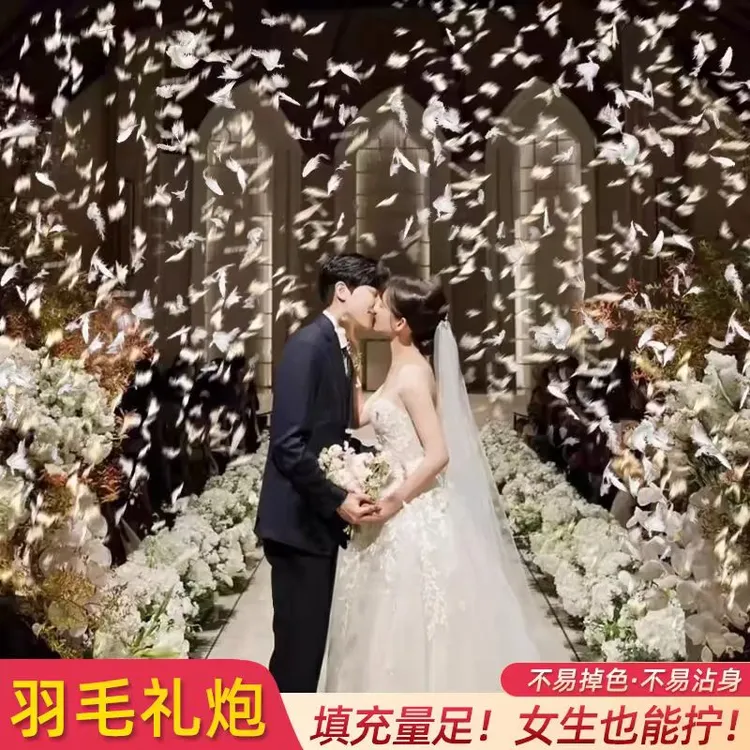羽毛礼炮礼花筒生日礼筒炮结婚婚礼直播间小喷筒生日彩带手拧氛围