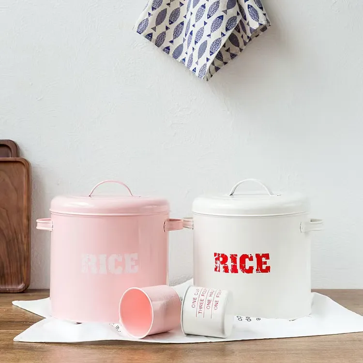 现货代发铁皮米桶储粮桶大容量北欧跨境爆款宠物储粮桶