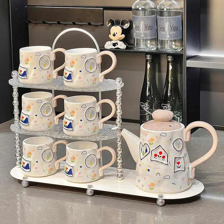 网红水杯套装家用客厅待客喝水杯子茶杯茶具茶壶乔迁新居水具