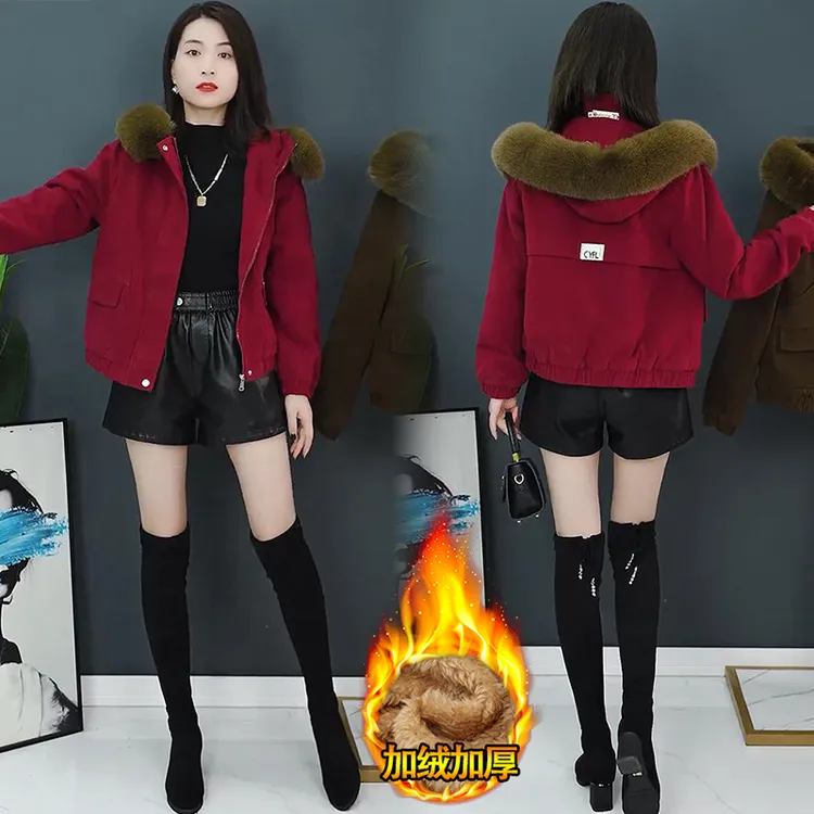 加绒加厚短外套女2025年冬季新款小个子时尚休闲显瘦保暖棉衣棉服