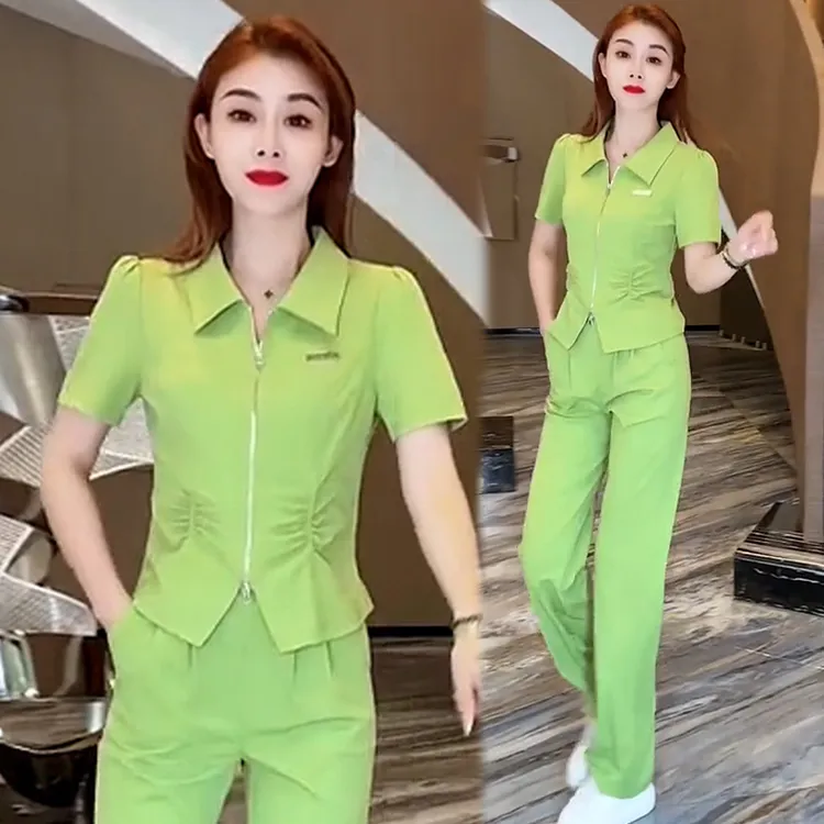 时尚套装女2024夏季新款宽松休闲显瘦小个子减龄短袖运动服两件套