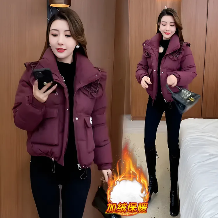 加绒加厚时尚洋气棉服女2025年冬季新款宽松显瘦气质保暖短外套潮