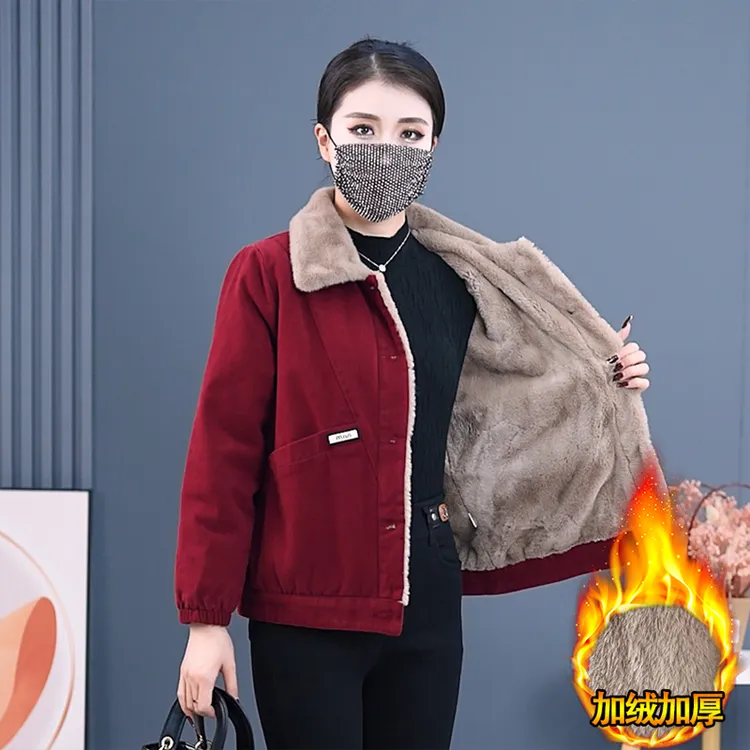 加绒加厚休闲棉服外套女式2025年冬季新款小个子洋气减龄保暖棉衣