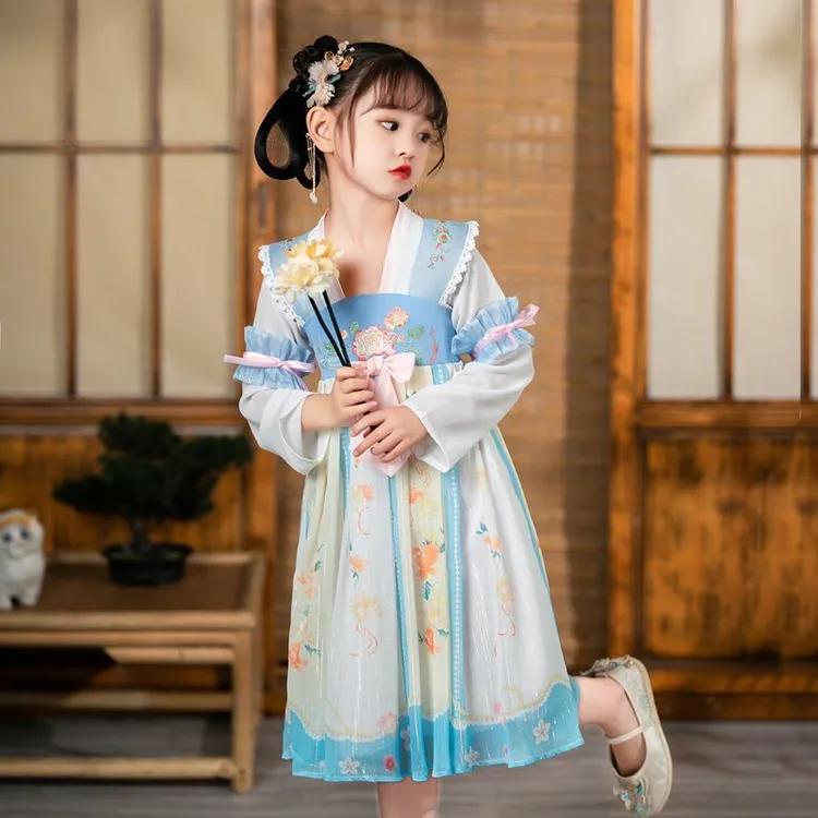 儿童汉服女童古风古装中国风襦裙裙子春秋长袖公主裙夏季小女孩