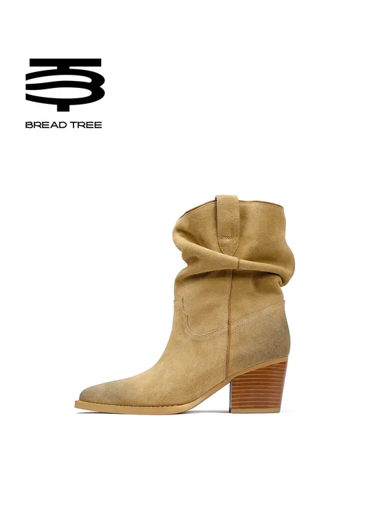 【年末五折】赵露思钟楚曦同款新款西部风堆堆骑士靴尖头靴