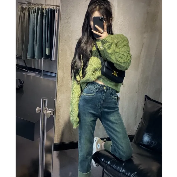 2025春季新款时尚针织毛衣显瘦外穿百搭复古春季休闲百搭气质上衣
