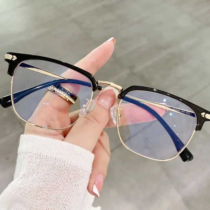 新款TR90眉毛框架小红书同款防蓝光平光镜商务时尚半框眼镜潮流