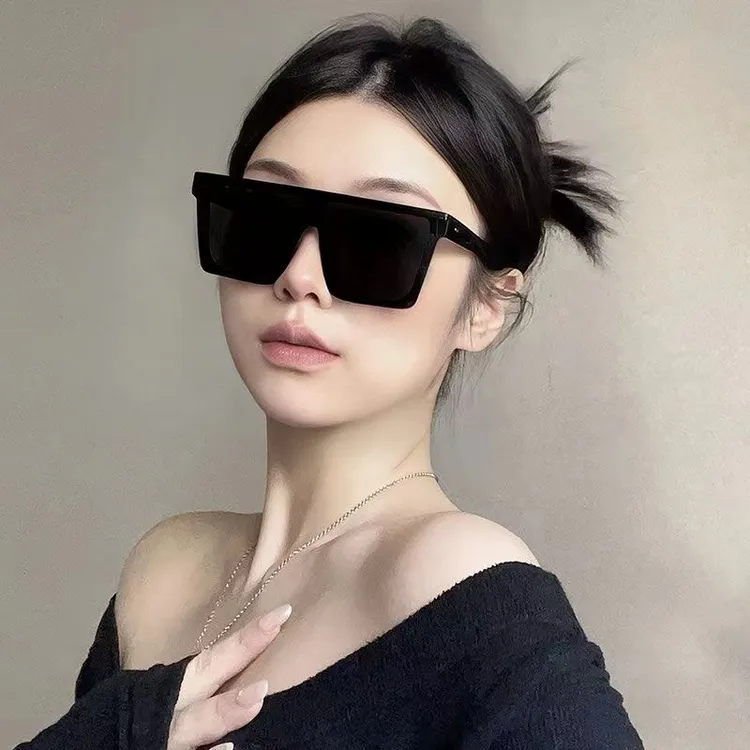 新款连体太阳镜欧美潮流方形男女士同款墨镜大框骑行眼镜防紫外线
