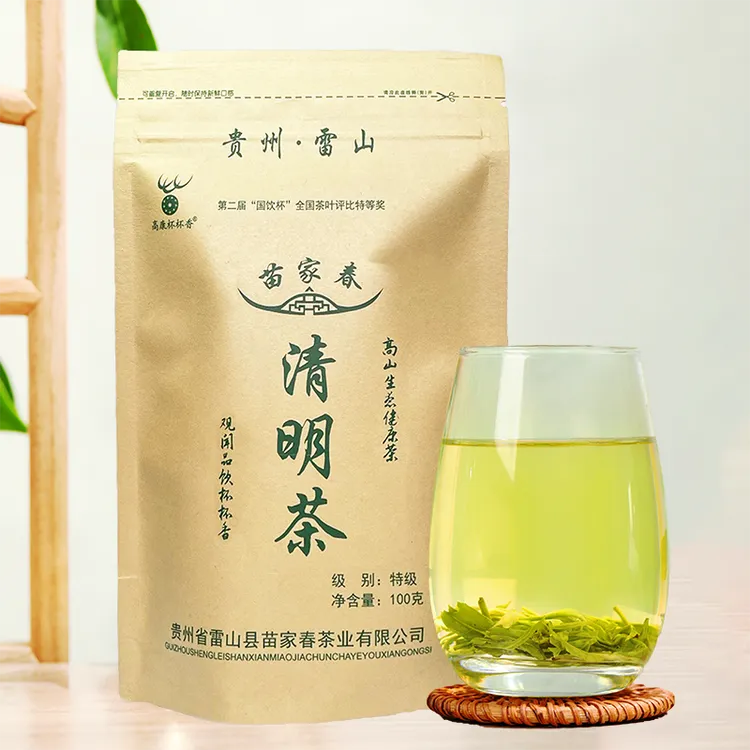贵州绿茶浓香耐泡型鲜爽高山云雾清明茶手工炒青口粮茶100g