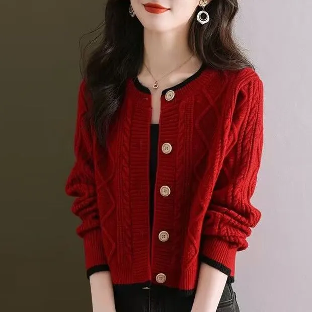 美拉德风小个子针织衫开衫女早秋季高腰小外搭春秋款毛衣外套上衣