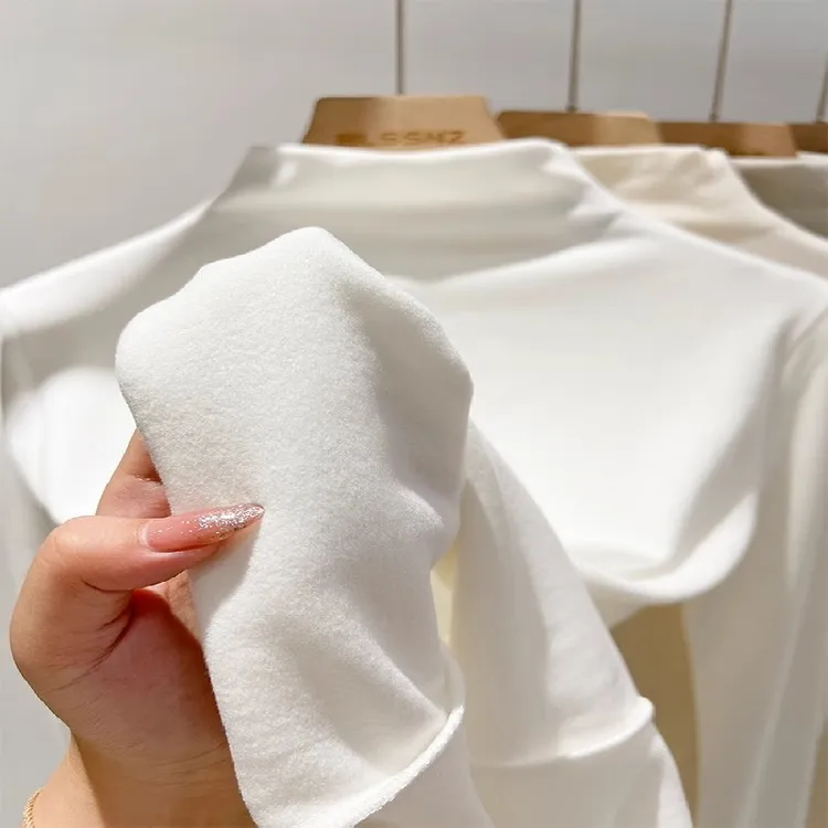 儿童纯白色德绒半高领打底衫秋冬2025新款中大童男女童内搭上衣潮