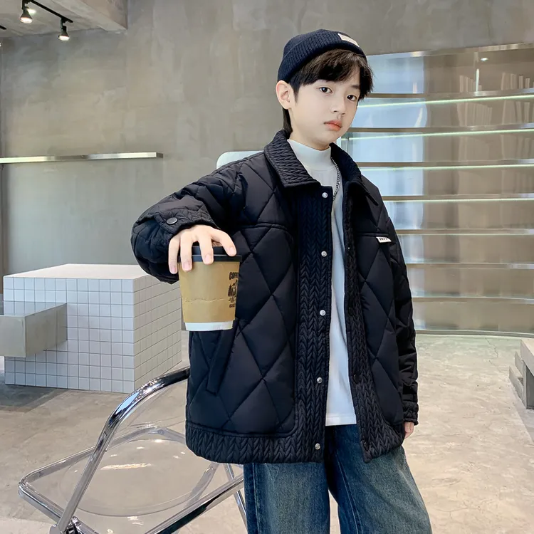 男童外套秋冬款2025新款儿童男孩中大童冬季夹棉加绒加厚二棉棉服