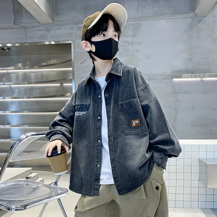儿童装男童秋装外套2025新款中大童秋季男孩春秋款牛仔洋气炸街潮