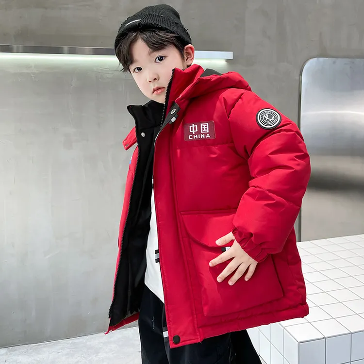 男童羽绒棉服冬装2025新款中大童加厚红色男孩龙年服儿童冬季棉衣
