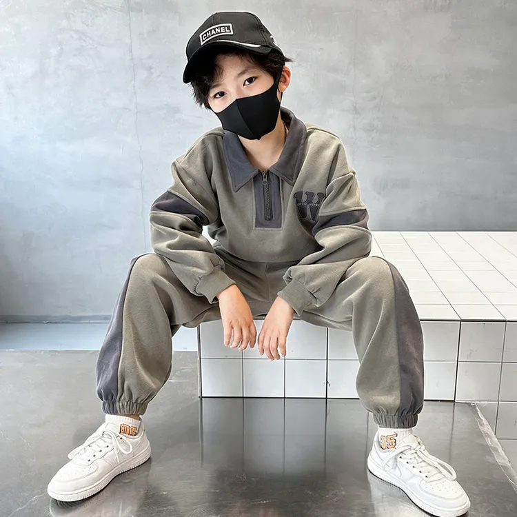 男童秋装卫衣套装潮牌2025新款中大儿童拼接运动服春秋季男孩时髦