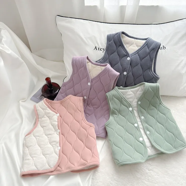 【蚕丝羊毛加厚马甲校服神器】儿童保暖上衣秋冬三层夹棉内穿