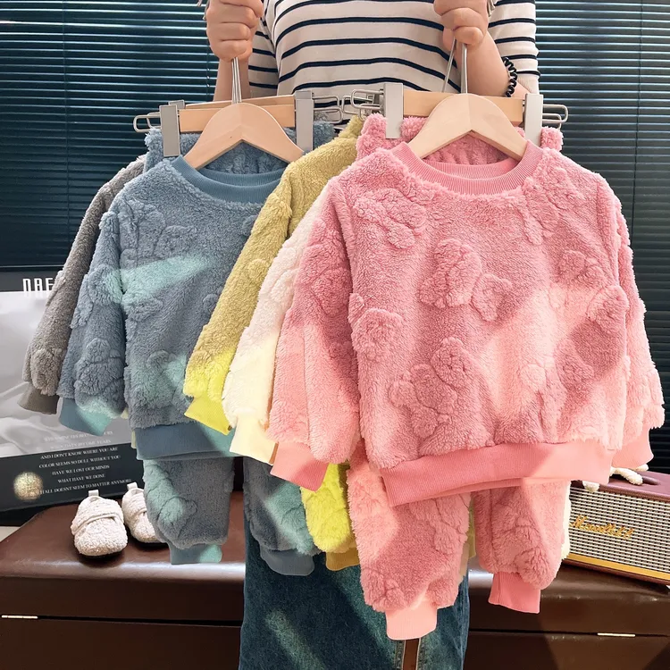 【A类加厚加绒】儿童保暖睡衣法兰绒加绒家居服婴儿秋冬季童装